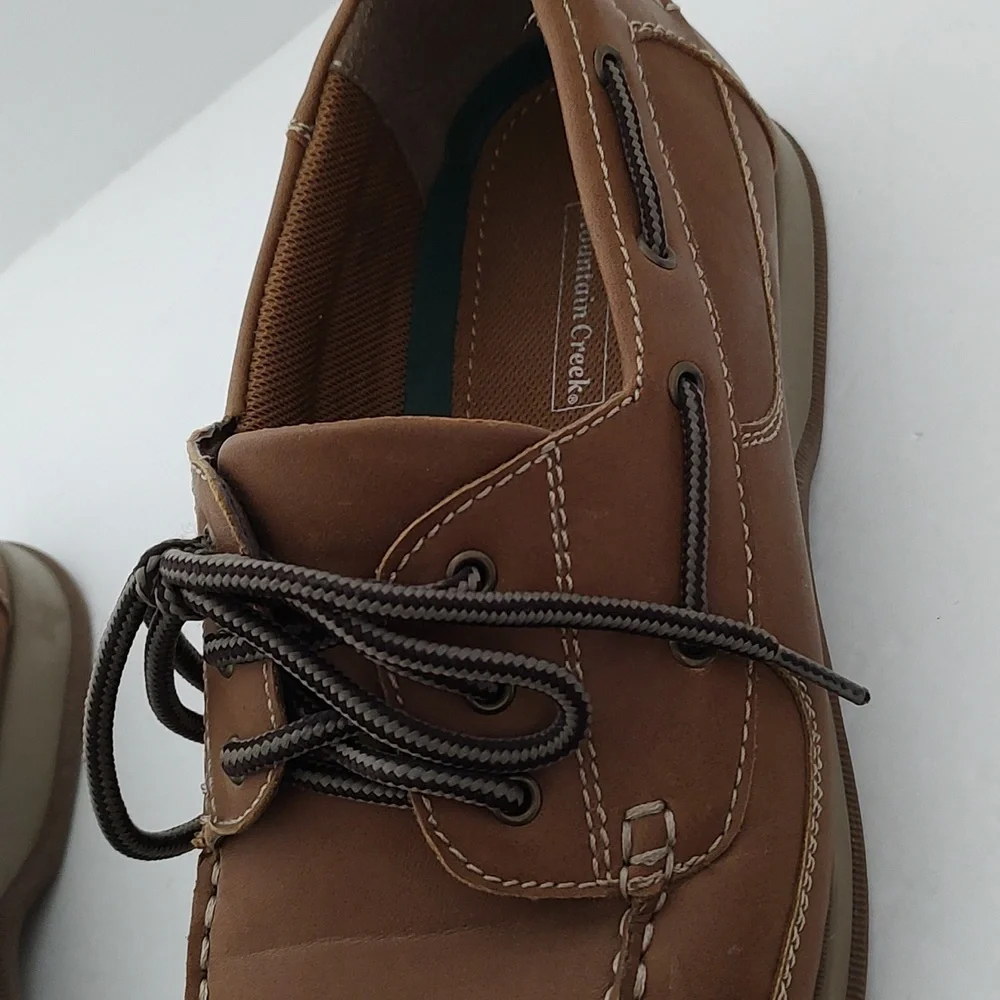 Men's Tan Mountain Creek Tie Up Boat Shoes sz 12 Wide